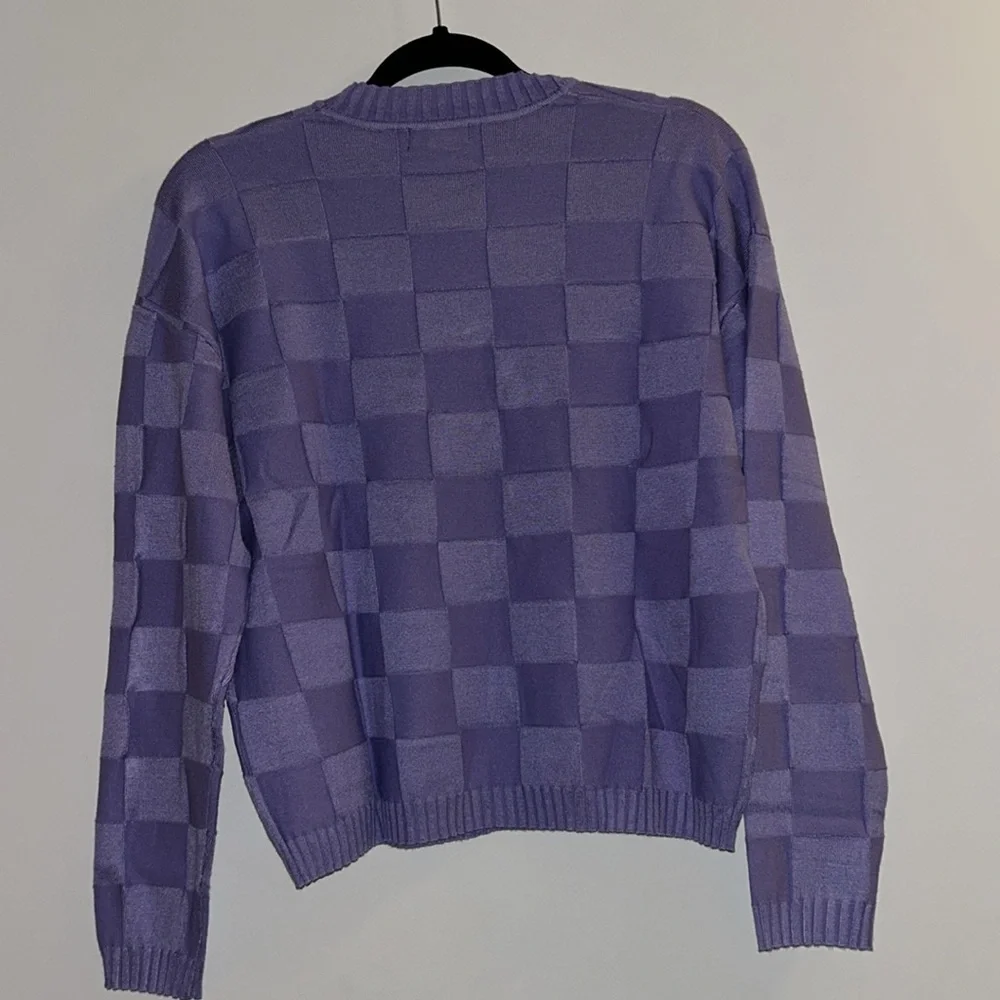 PrettyLittleThing Lilac Square Knit Oversized Sweater Small NWT